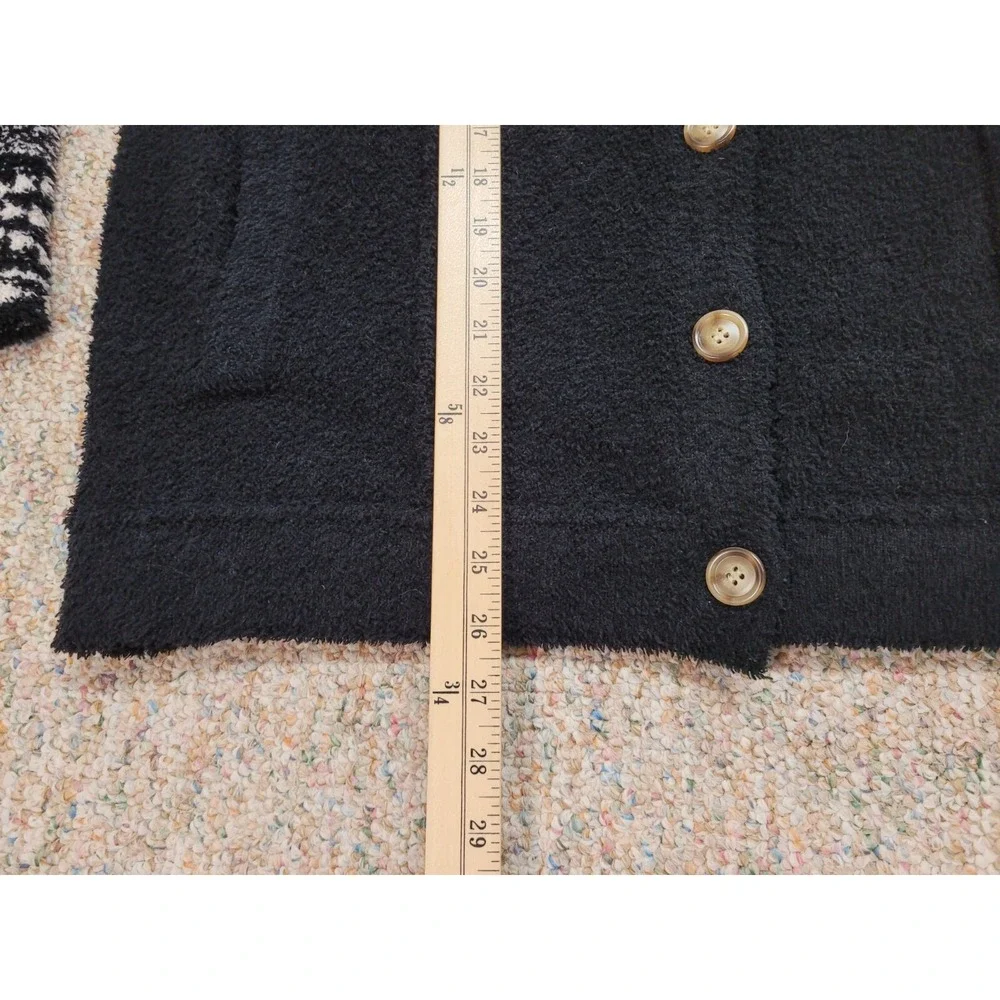 Miss Me Jacket Womens Small Black White Wubby Print Button‎ Down Soft Fuzzy